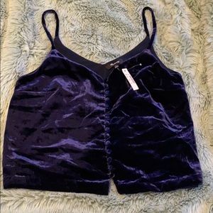 Madewell Velvet Navy Button front Camisole NWT sz6